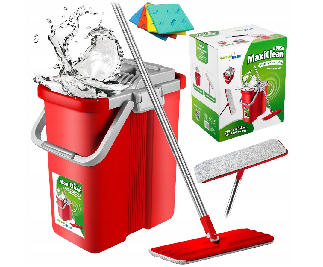 Levně Plochý Mop S Kyblem A Ždímacím Košem 2 Náhradní Hlavice GB850