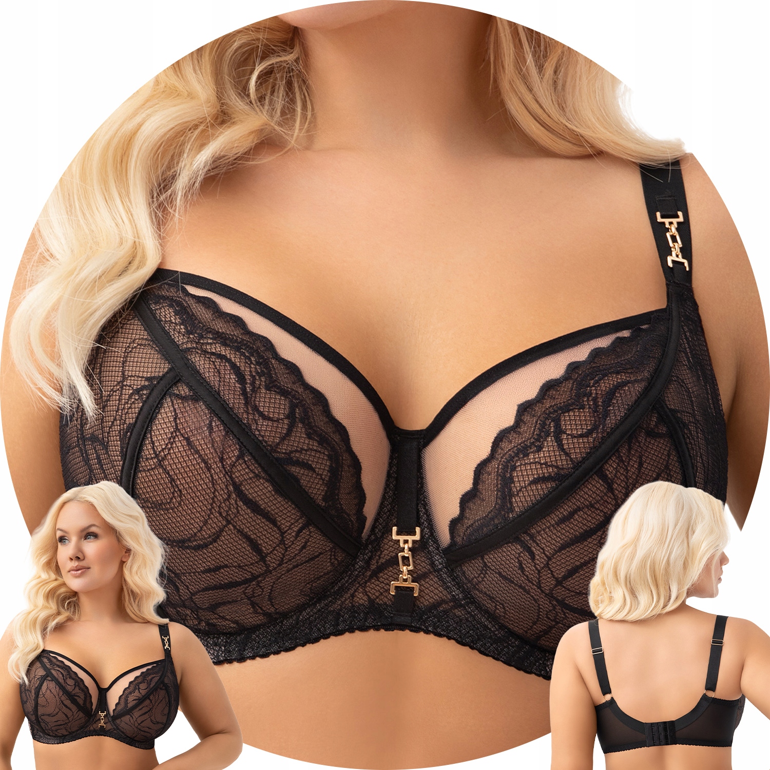 Gorsenia K975 Latika černá elegantní výšivka Podprsenka soft 70K Měkká