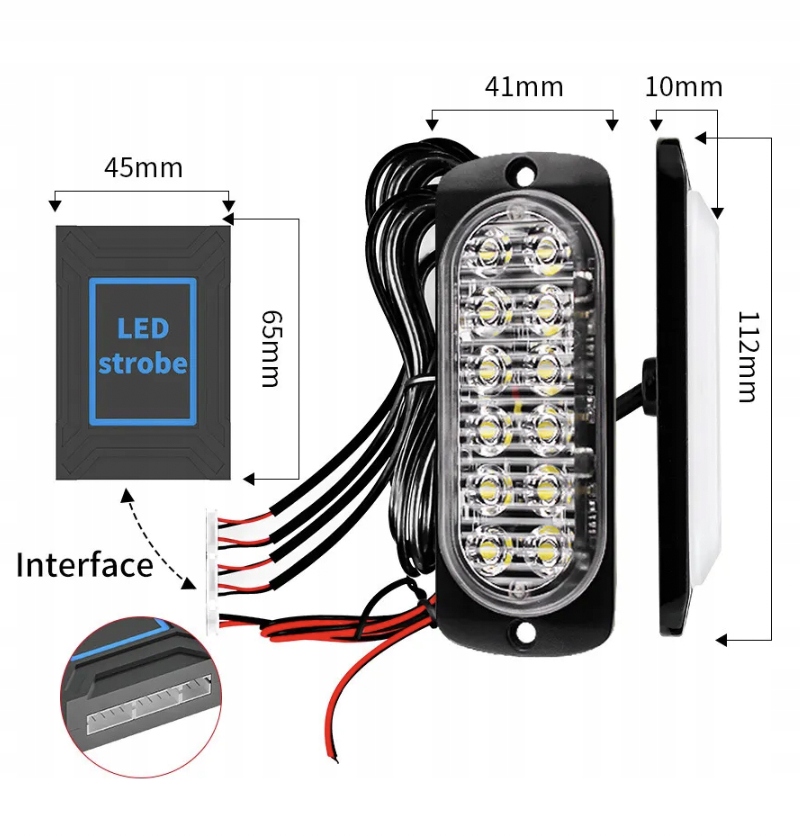 STROBOSKOP LED POMARAŃCZOWE ŚWIATŁA AWARYJNE 12V Źródło światła LED