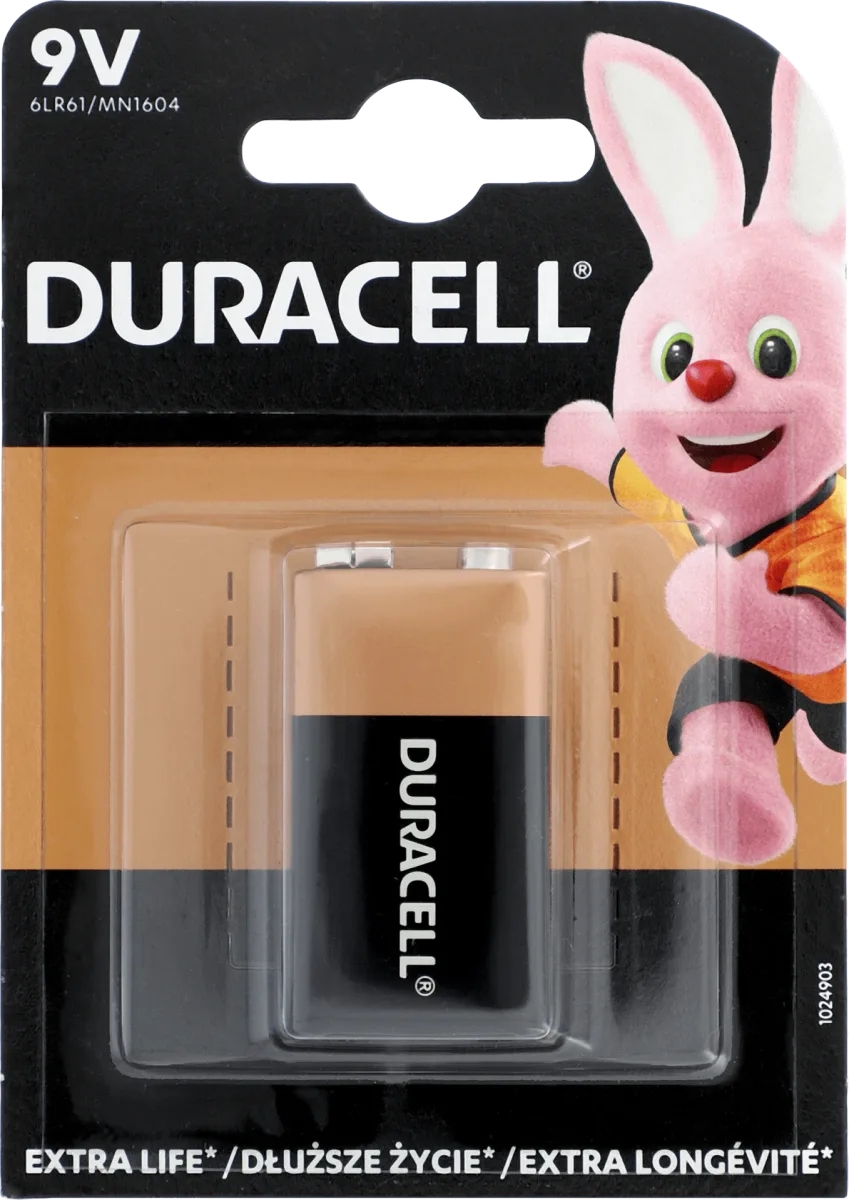 

1x Mocna Bateria Alkaliczna 6LR61 9V Duracell