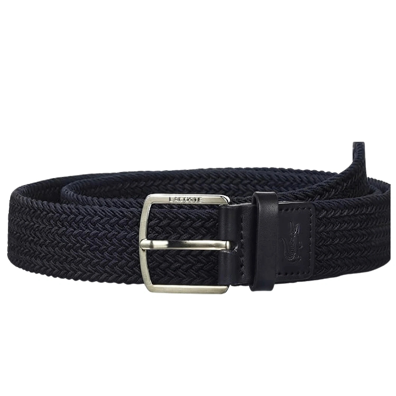 Pásek pánský Lacoste černý s kovovou sponou, 125 cm