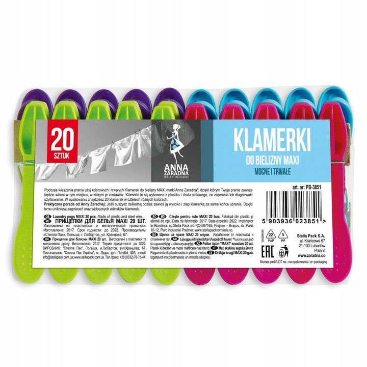 

Klamerki do bielizny klipsy Mocne Maxi 20 szt.