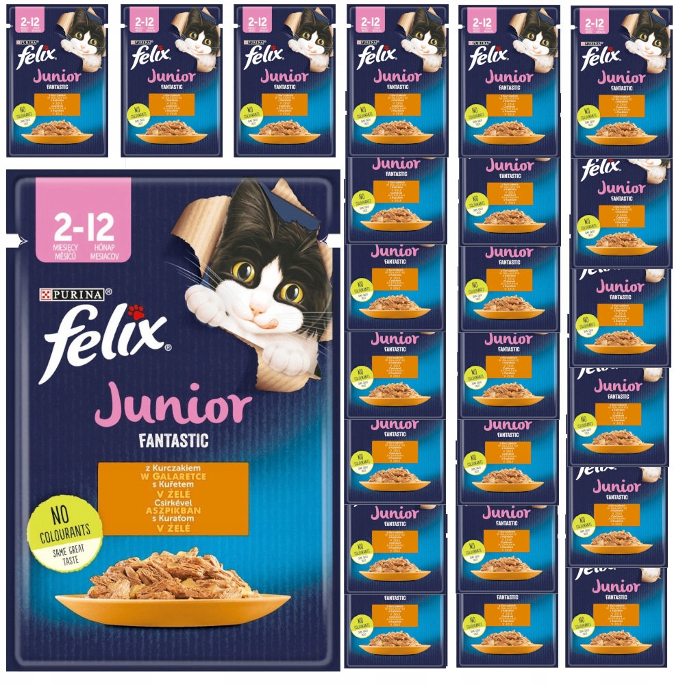 Felix Junior Fantastic Kuře s želé Krmivo pro koťata 24x85 g