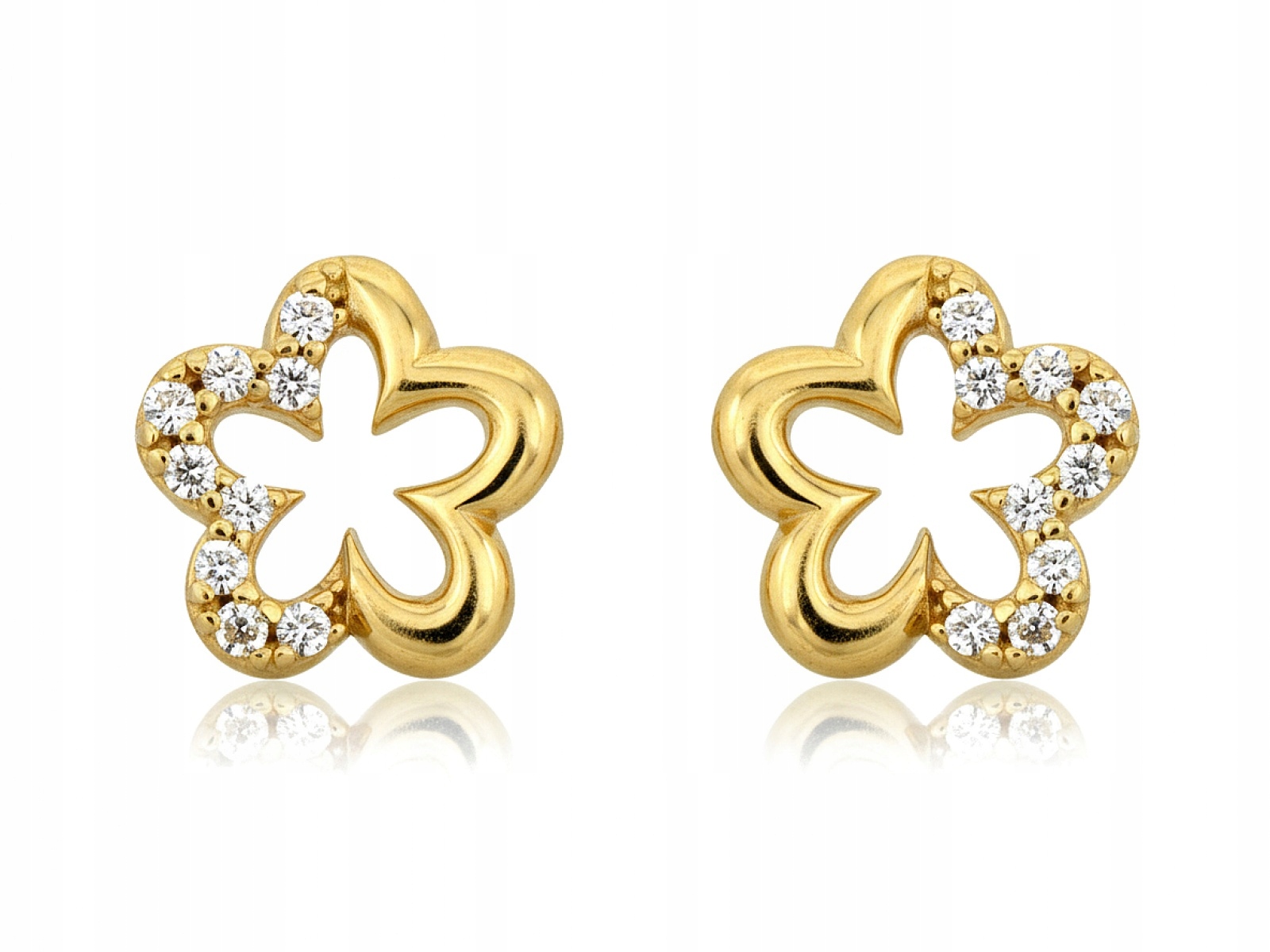 Ženské Náušnice Zlaté 585 s zirkony na tyčince pro ni