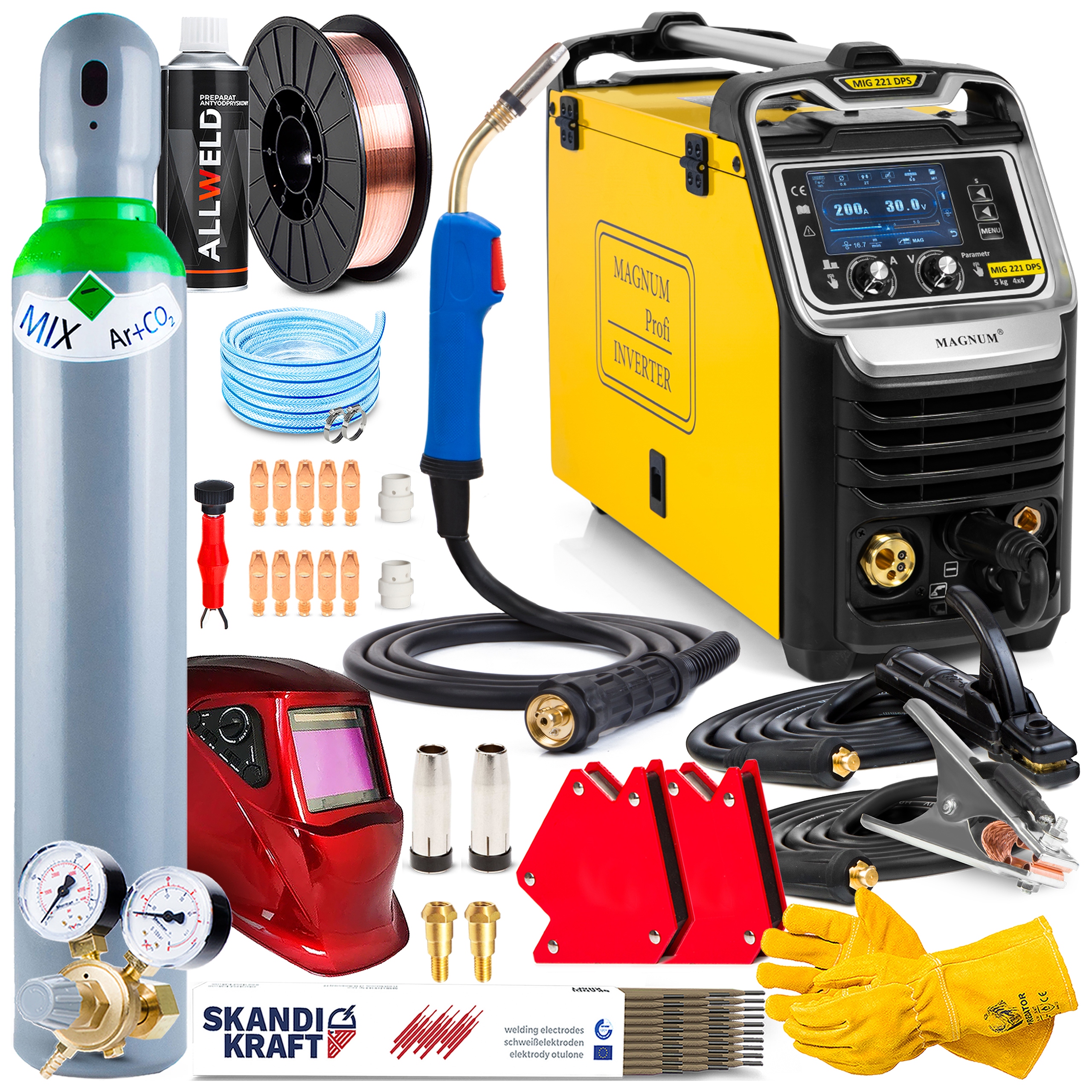 Invertorová Svářečka Invertorová Magnum Mig 221 Dual Puls Synergie 4X4 200A