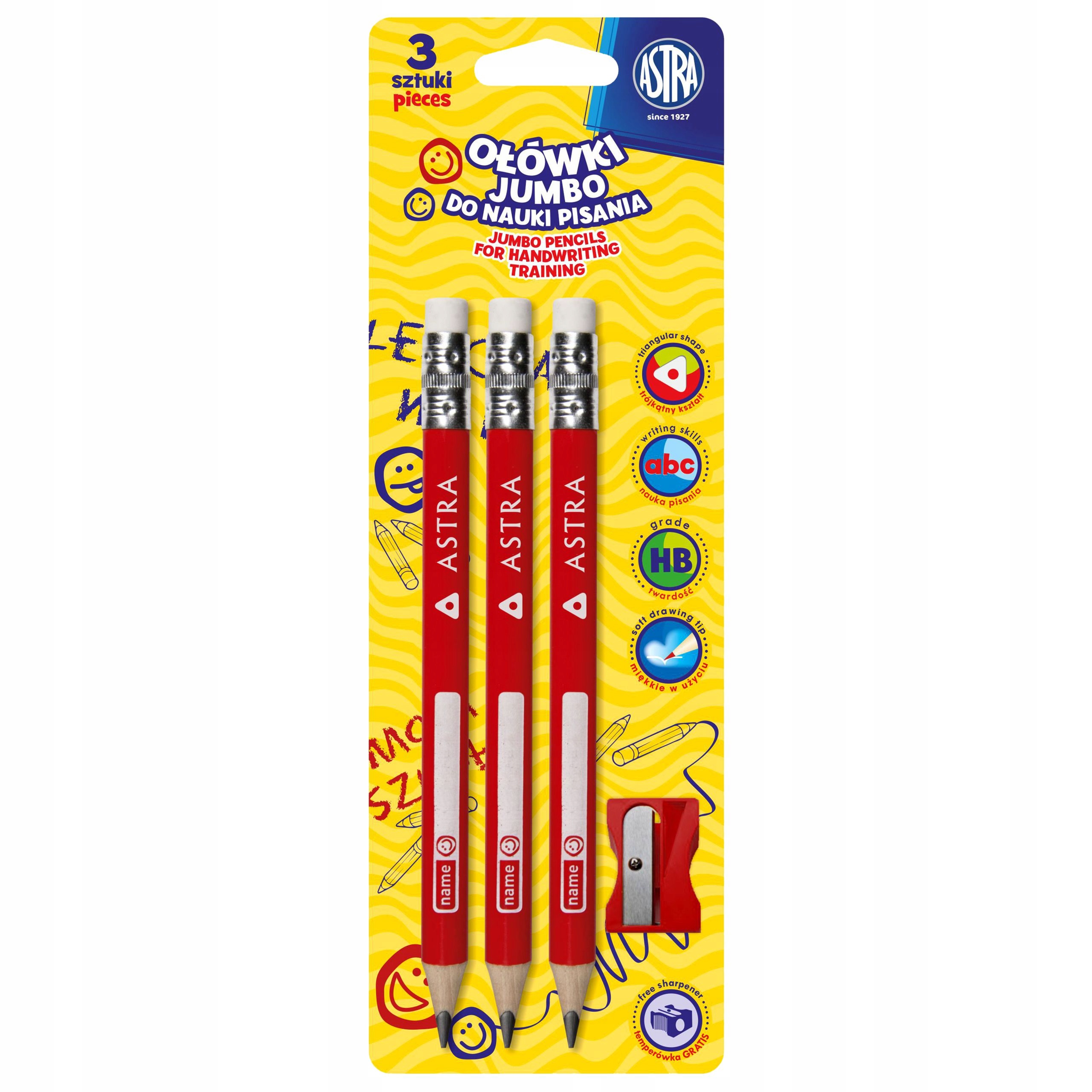 OŁÓWKI TRÓJKĄTNE GRUBE ASTRA DO NAUKI PISANIA Twardość HB