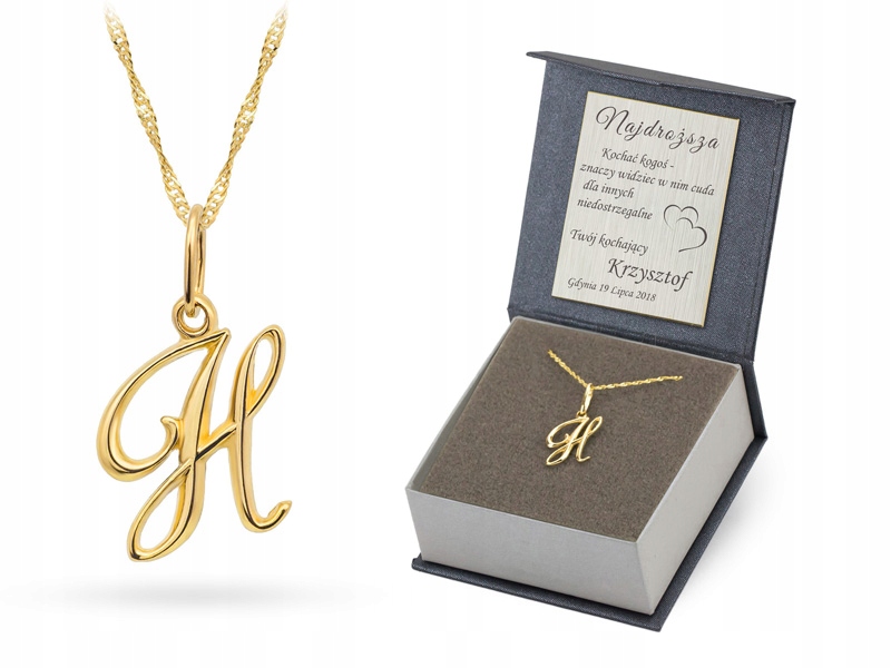 Zlatý Řetízek 585 Přívěsek Písmenko H 50 cm Gravírování