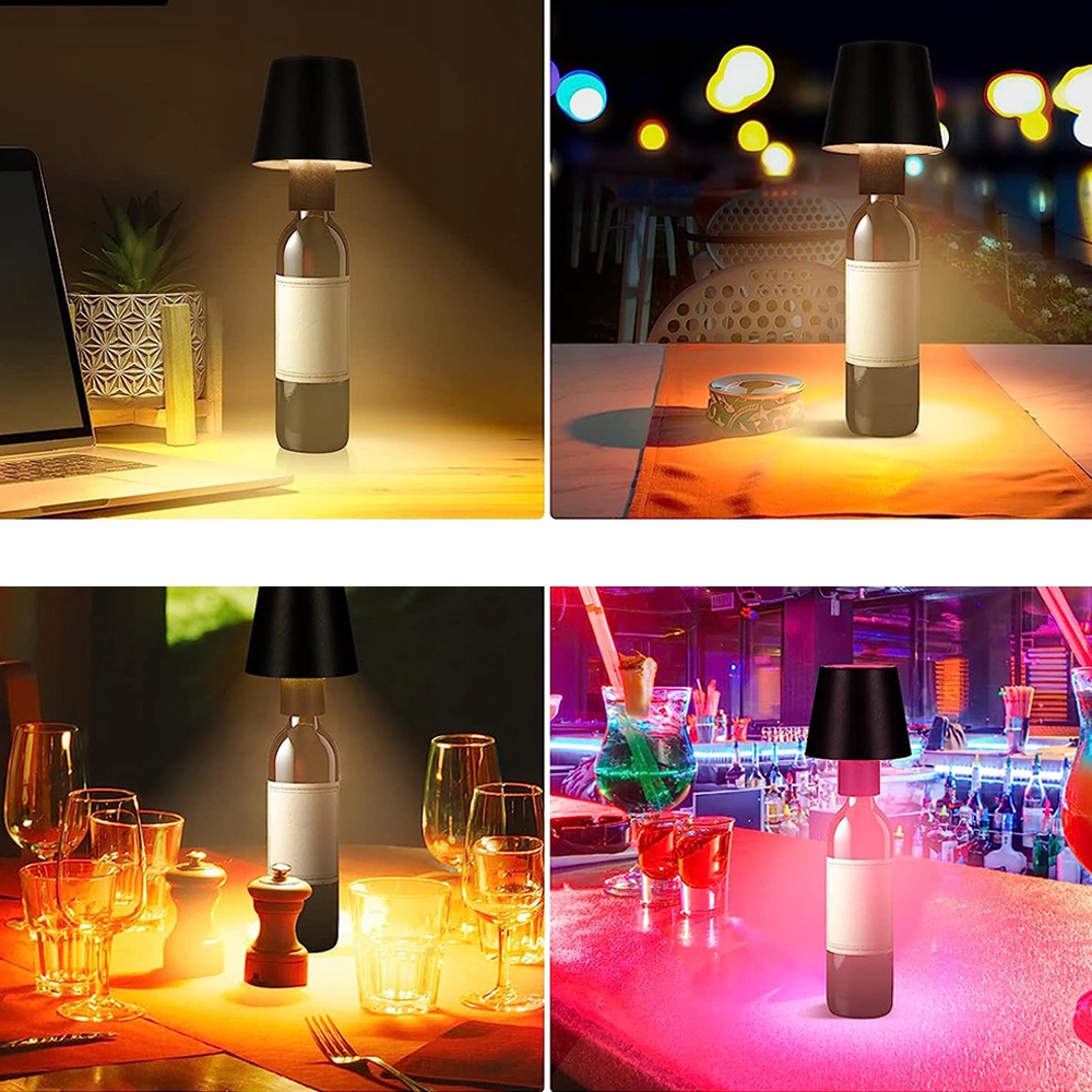 LAMPKA NA BUTELKĘ LED LAMPA NOCNA STOŁOWA ABAŻUR DEKORACJA SYPIALNI SALONÓW Długość/wysokość 13 cm