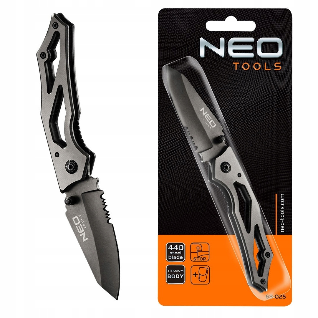 63-025 Nóż Składany Z Blokadą, Tytanowy Neo Tools