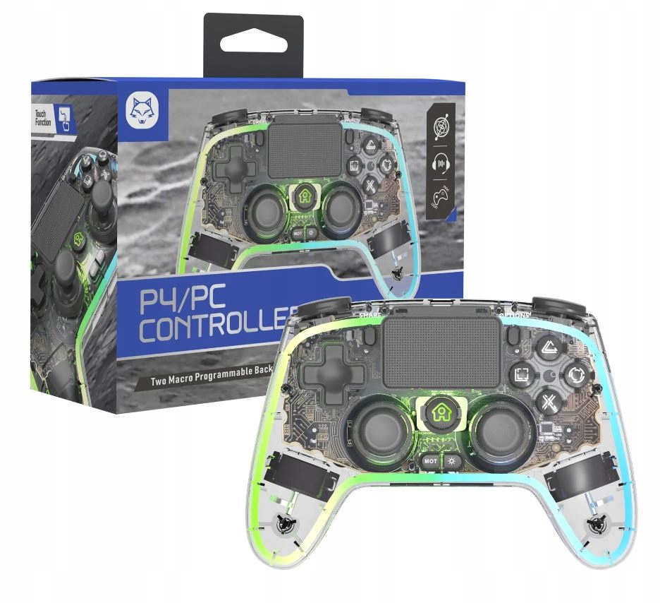 Pad bezprzewodowy kontroler do PS4/PC Joysticki Halla Hall R2 L2 RGB LED