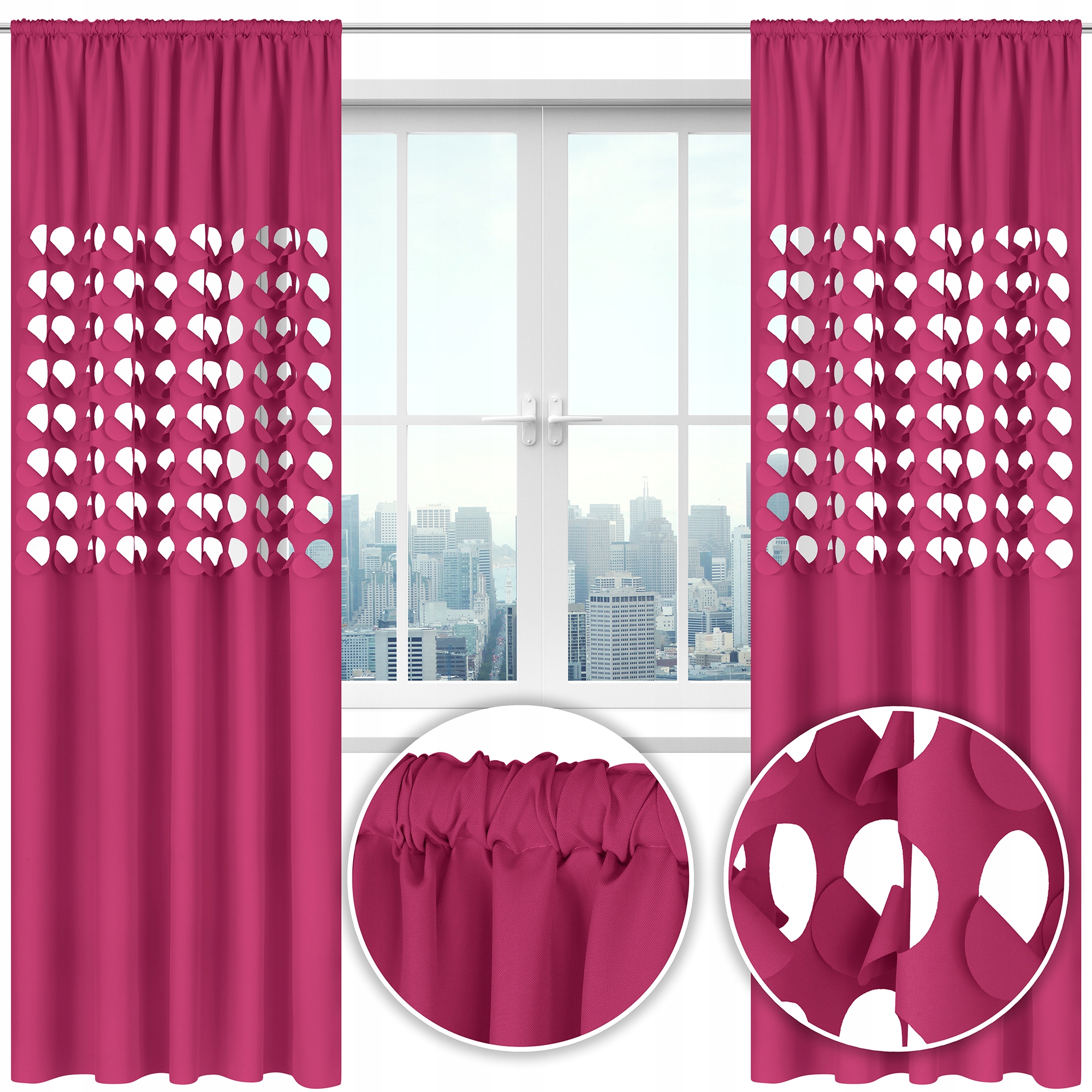

Zasłona nowoczesna Glamur dziury 145x250 różowa