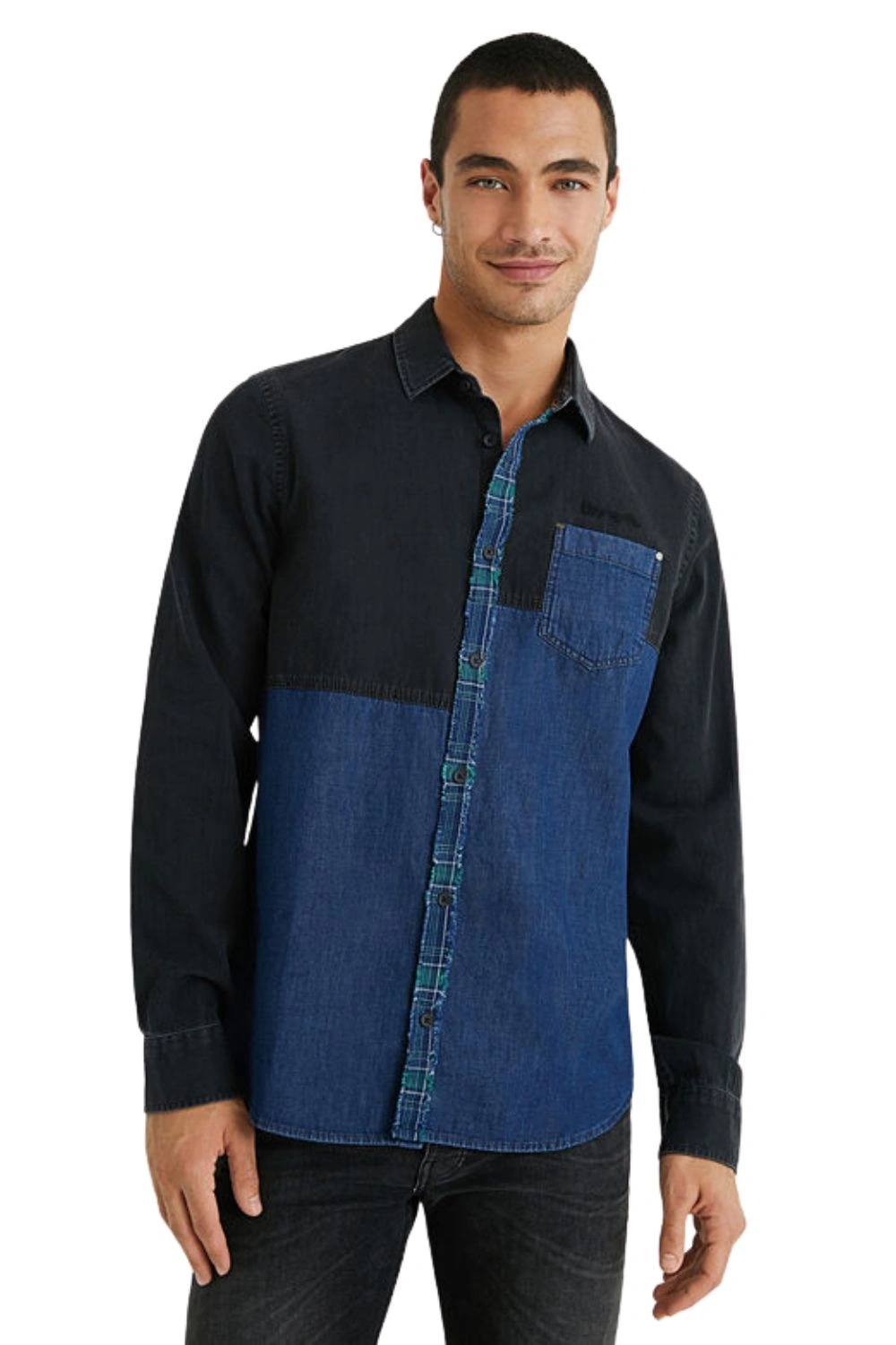 Pánská košile Desigual bavlněná s dlouhým rukávem patchwork vel. S