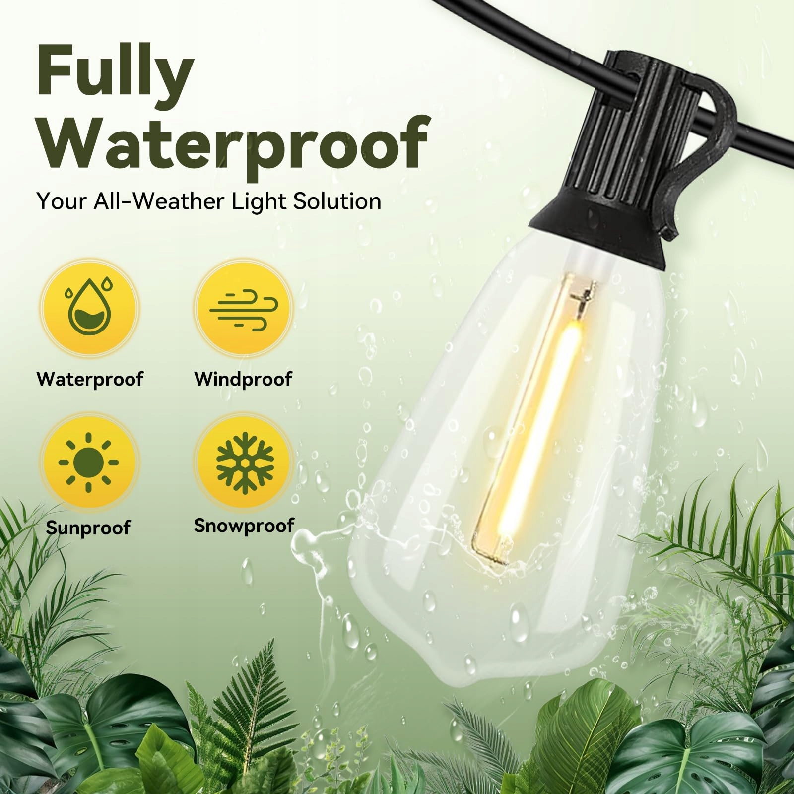 WWEIXUN LED Girlanda 15M ST38 Vintage 21 Żarówek IP44 Wodoodporna — miniatura 3