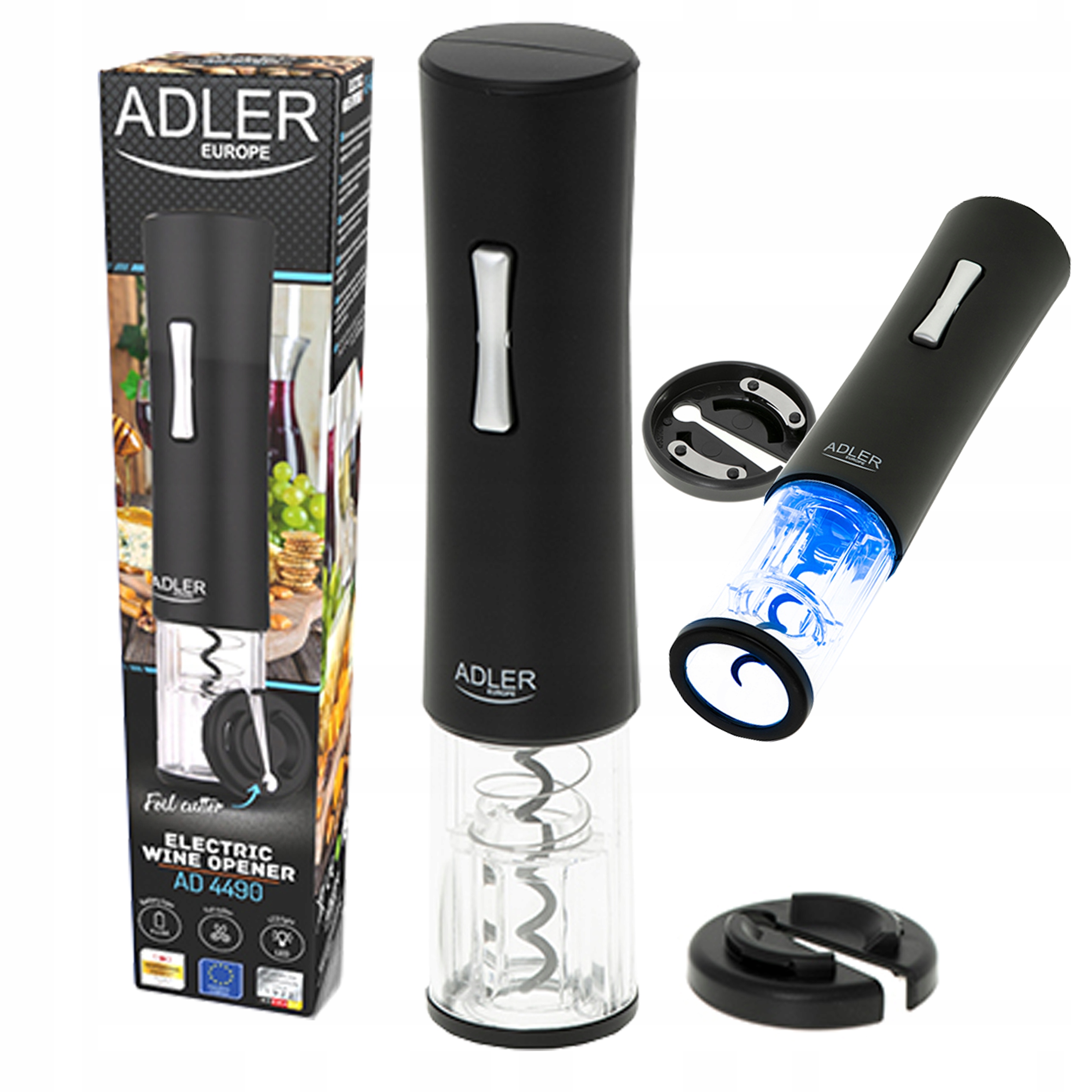 

Otwieracz elektryczny do wina Adler Podświetlenie