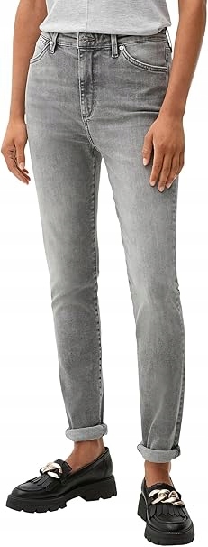 S Oliver Šedé Džíny Úzké Nohavice Oděrky Střední Stav Bavlna 38/32 6FA