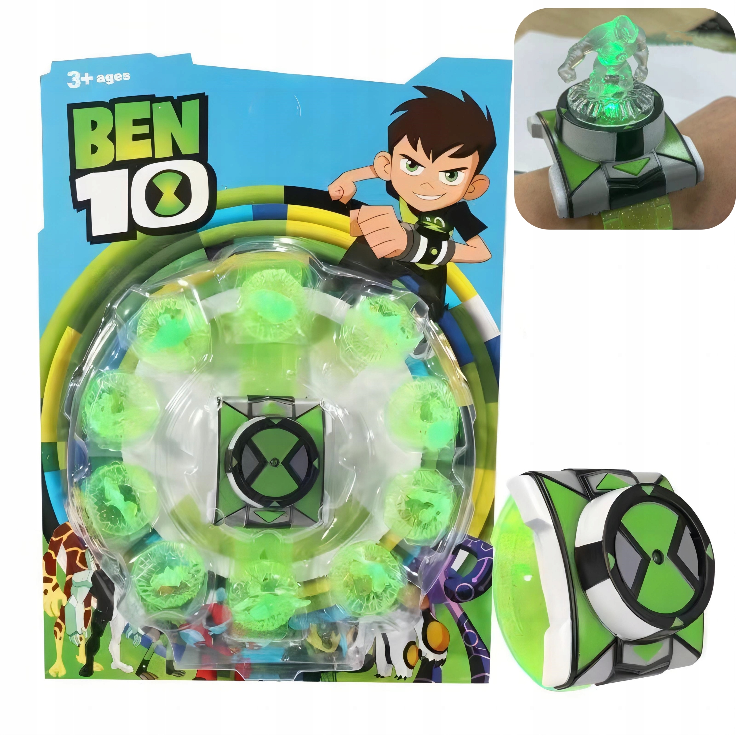 Levně Ben 10 Projektor Mimozemšťanů Ben 10 Hodinky Omnitrix se zvukem 10 Ks Figurka
