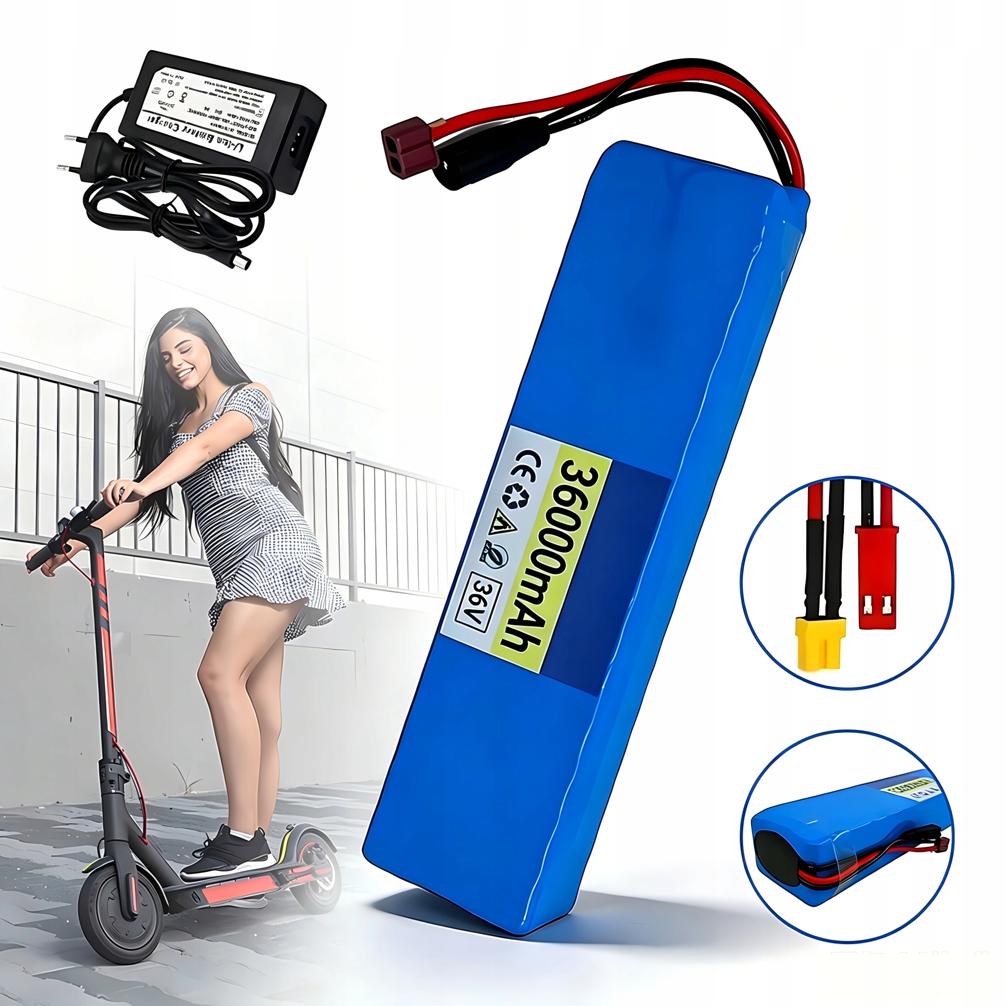 Akumulátor 10S3P 36V 36Ah 18650 pro elektrické skútry XT30 s nabíječkou