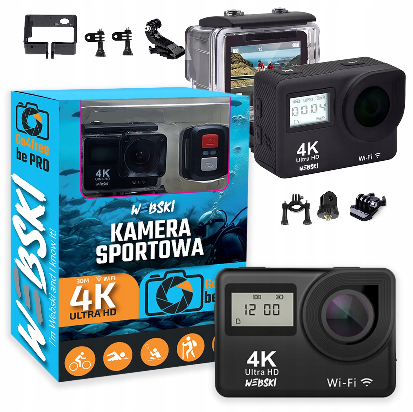 Sportovní kamera 4K Uhd dálkové ovládání Sada příslušenství jako Dárek pro dítě