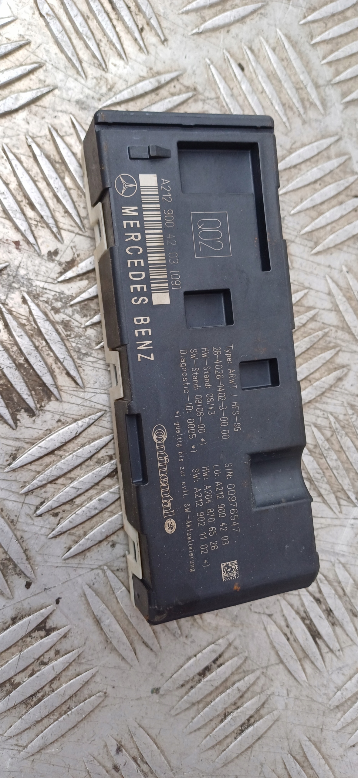 MERCEDES W212 control unit bonnet computer A2129004203