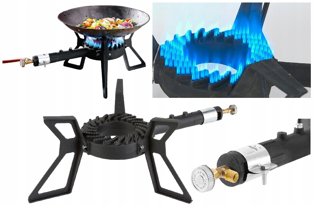 PALNIK GAZOWY TABORET ŻELIWNY KUCHENKA MOC 8 kW