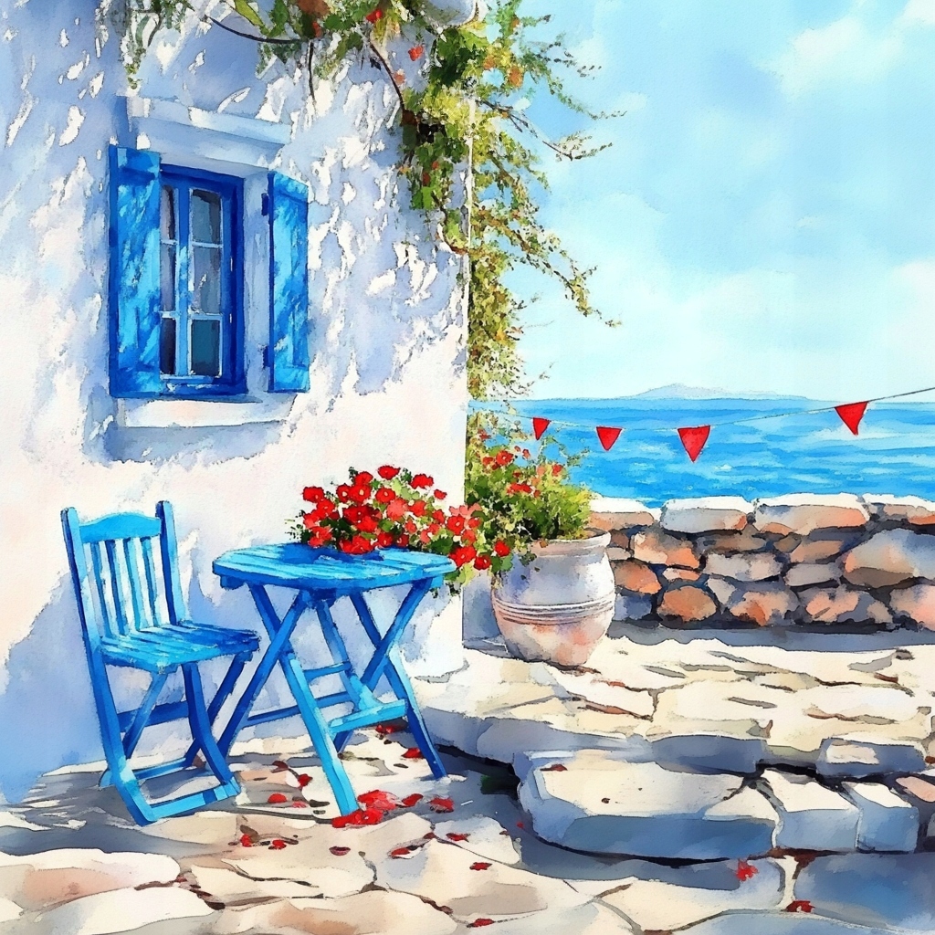 Obraz Na Plátně Canvas Krajina Řecko Moře Pohled Pobřeží Relaxace 80x80