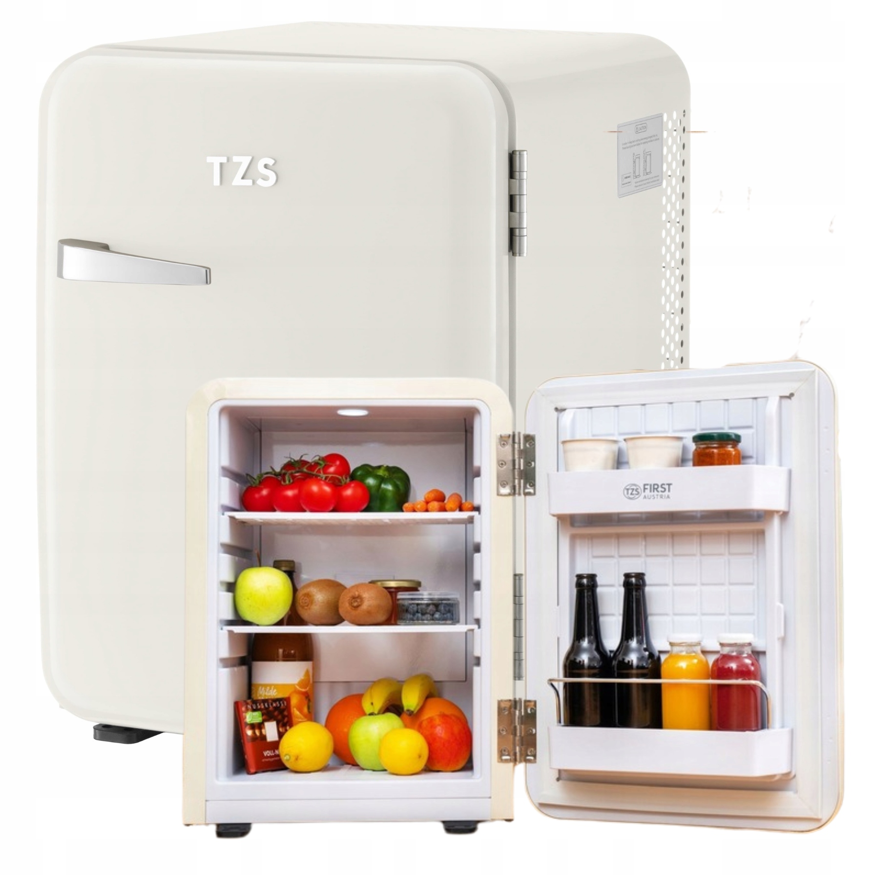 Retro podstolová lednička First Austria 40L Bílá – Tichá Led kancelář Domácnost