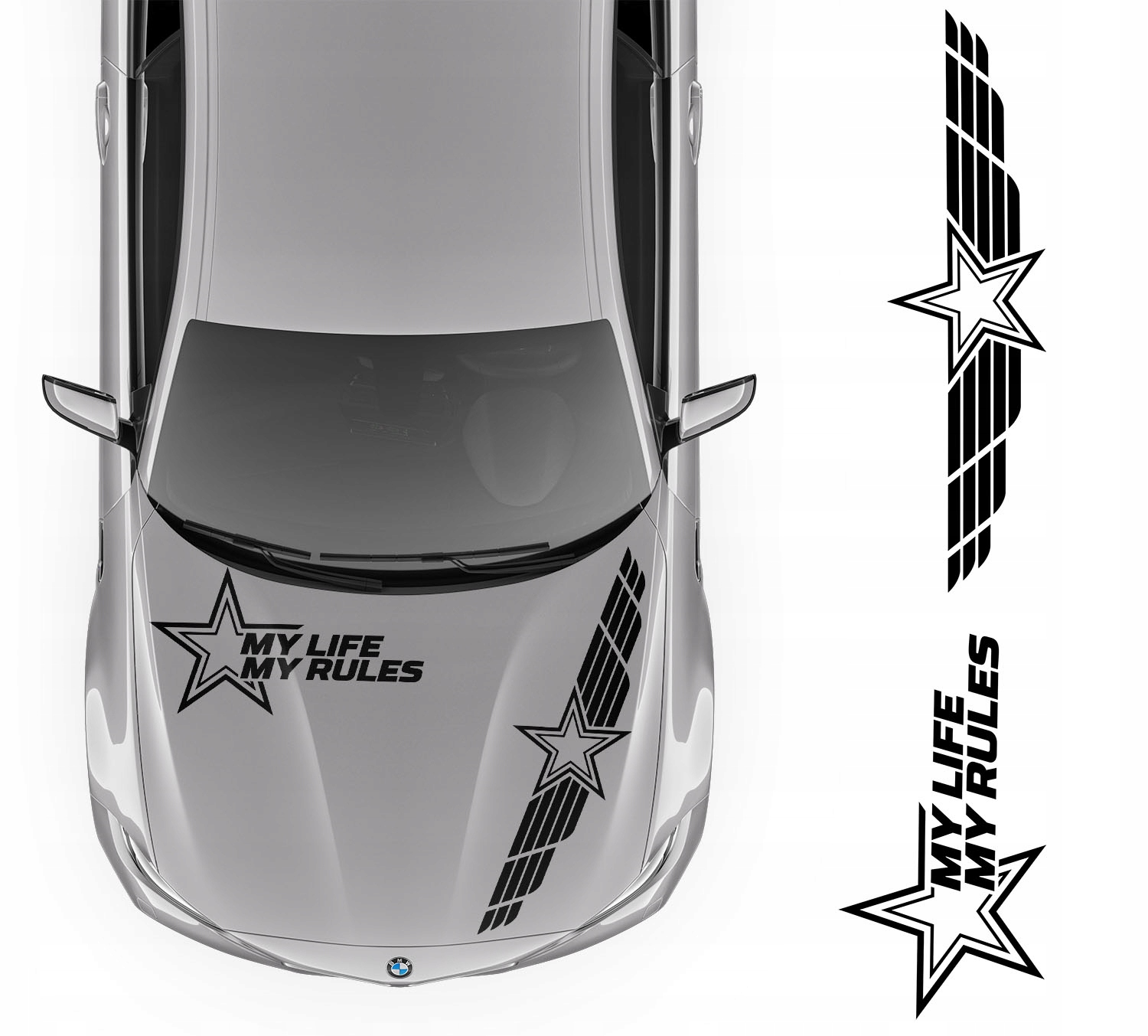 Grafika na auto Maska Motiv My Life Moje Pravidla Hvězdy 43x213