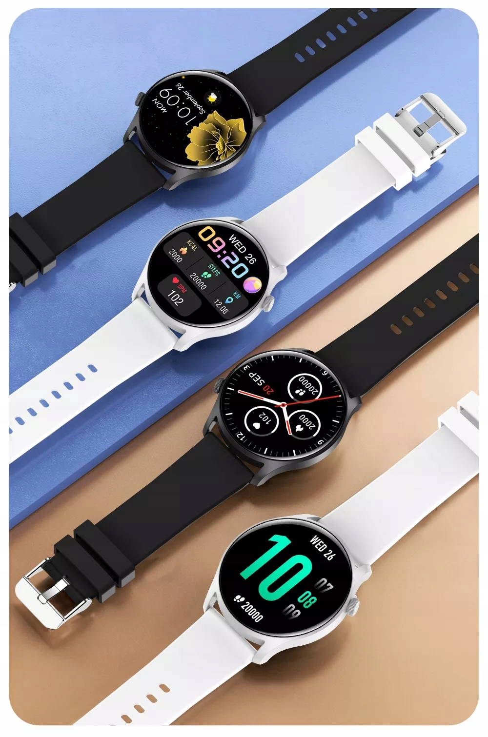SMARTWATCH DAMSKI WODOODPORNY SPORTOWY 2 PASKI Transmisja danych brak