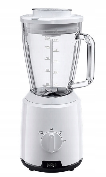 Blender Kielichowy szklany 2 prędkości 600W Biały Braun JB1050WH (nk)