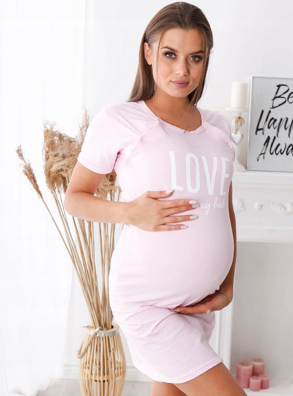 KOSZULA CIĄŻOWA DO KARMIENIA ROZPINANA NAPY XXXL Wzór dominujący napisy