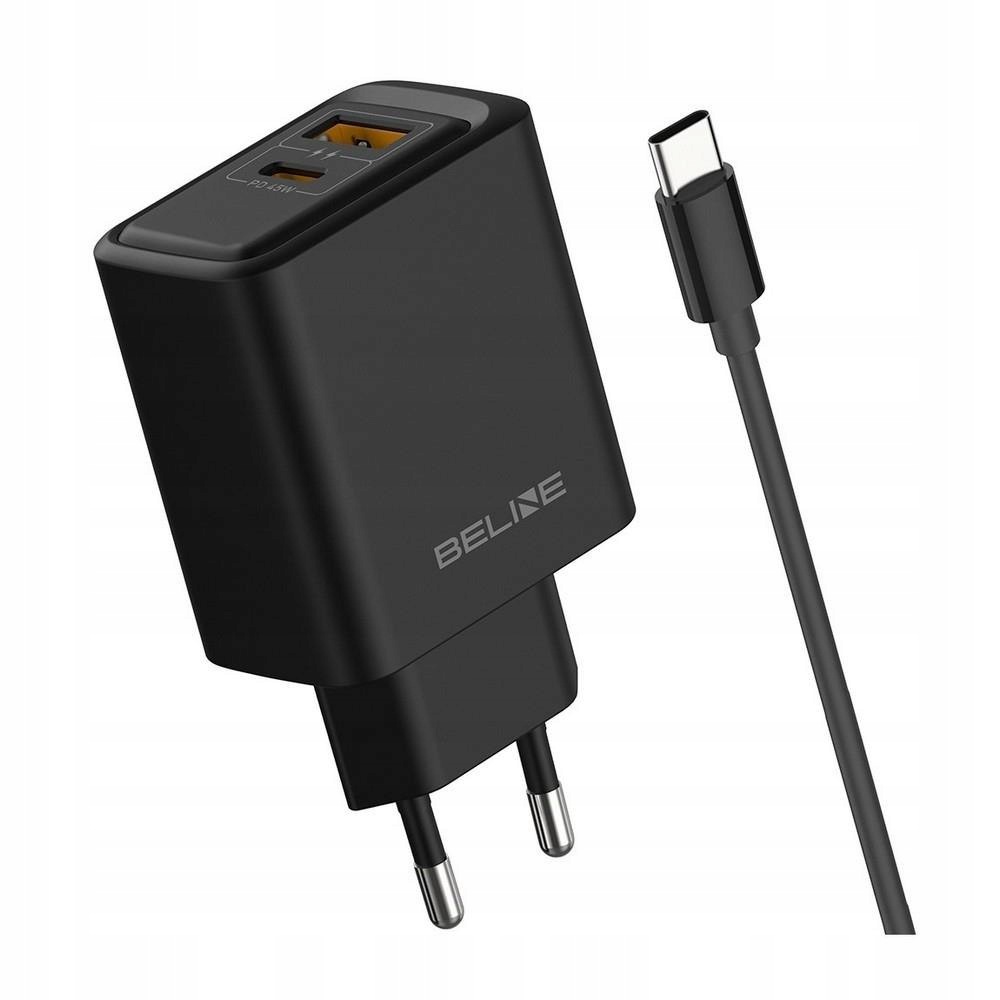 Ładowarka sieciowa Beline 45W 1xUSB-C 1xUSB GaN Pd 3.0 Qc 3.0 kabel Usb