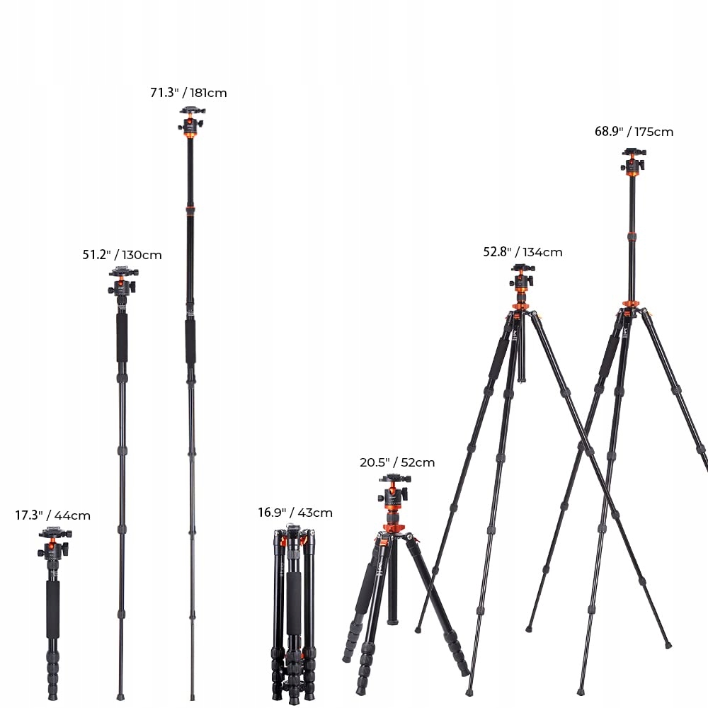 K&F CONCEPT Tripod 360° Head DSLR Canon Nikon Sony Aluminum — miniatura 3