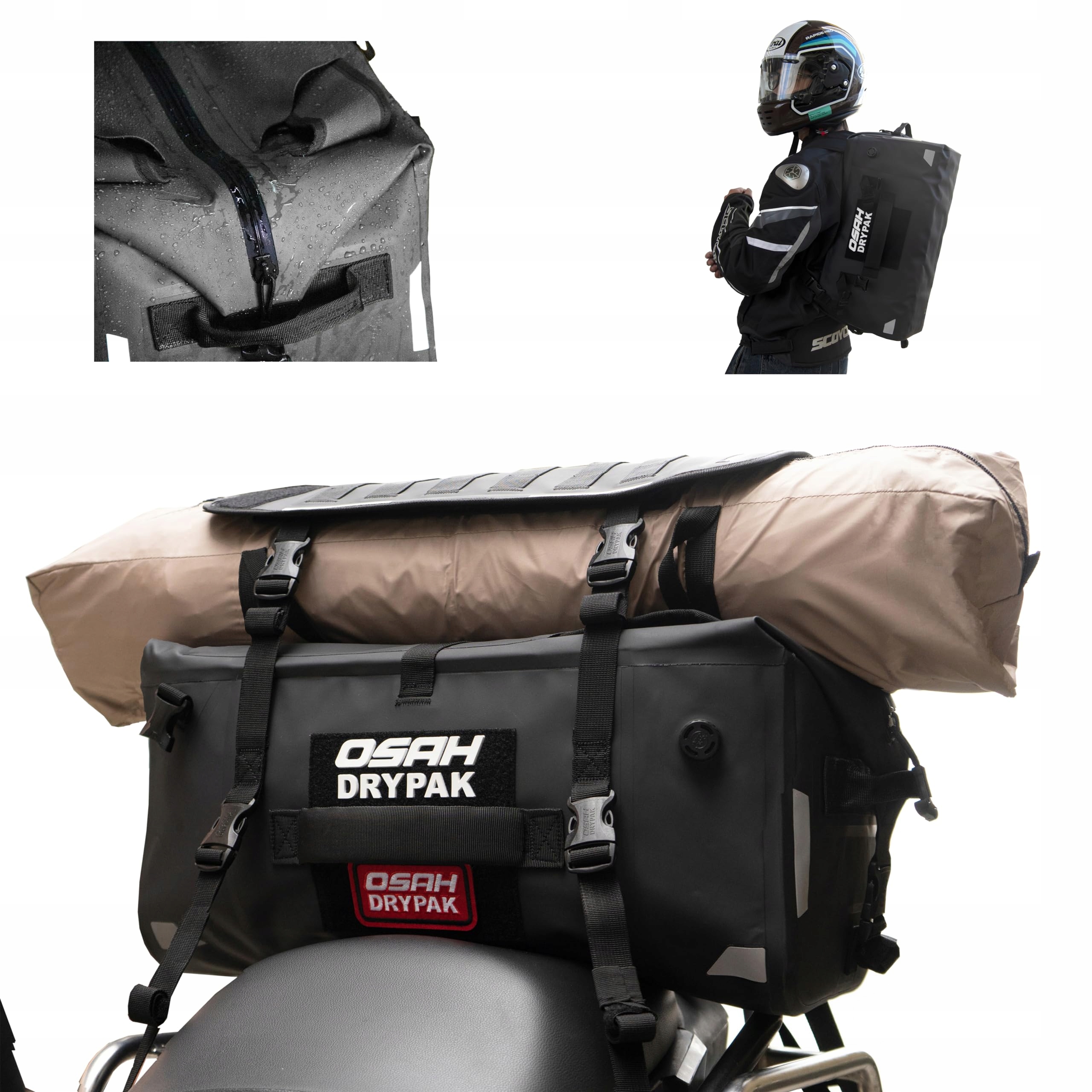 Geemotho Motocykel Tail Bag Vodotesný Motocykel Batožinová taška Bar Bag 40L