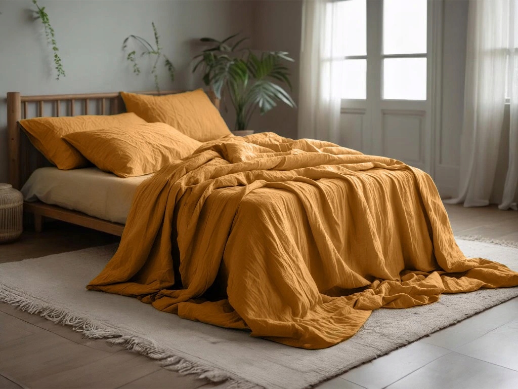 Mušelínové povlečení Mussari hořčicové Rozměr povlečení: 70 x 90 cm 140 x