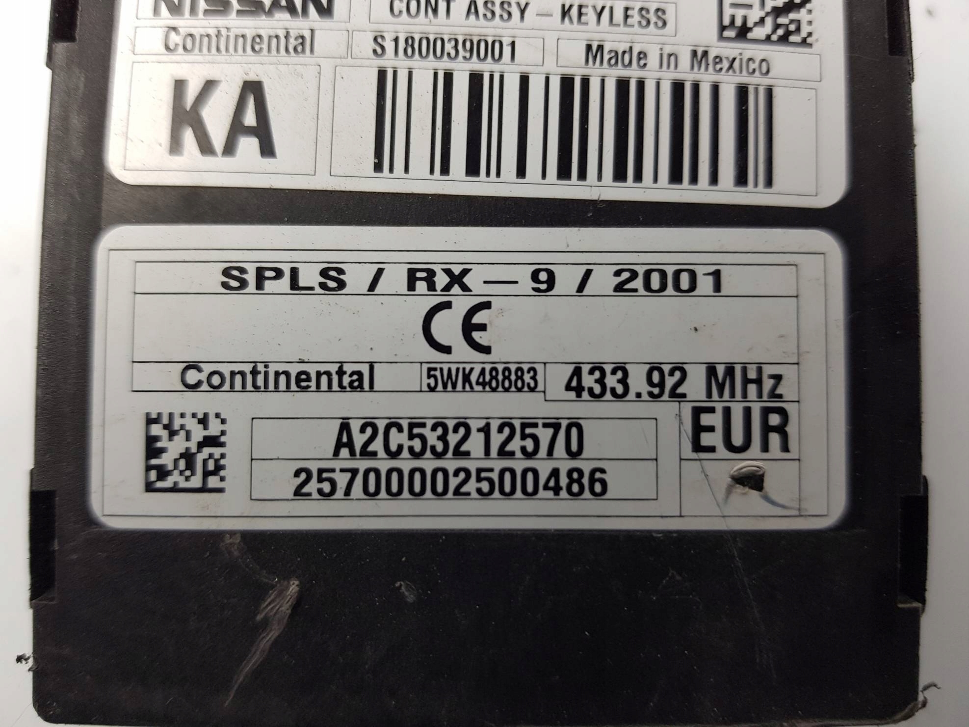 module KEYLESS 28595JY40A RENAULT KOLEOS