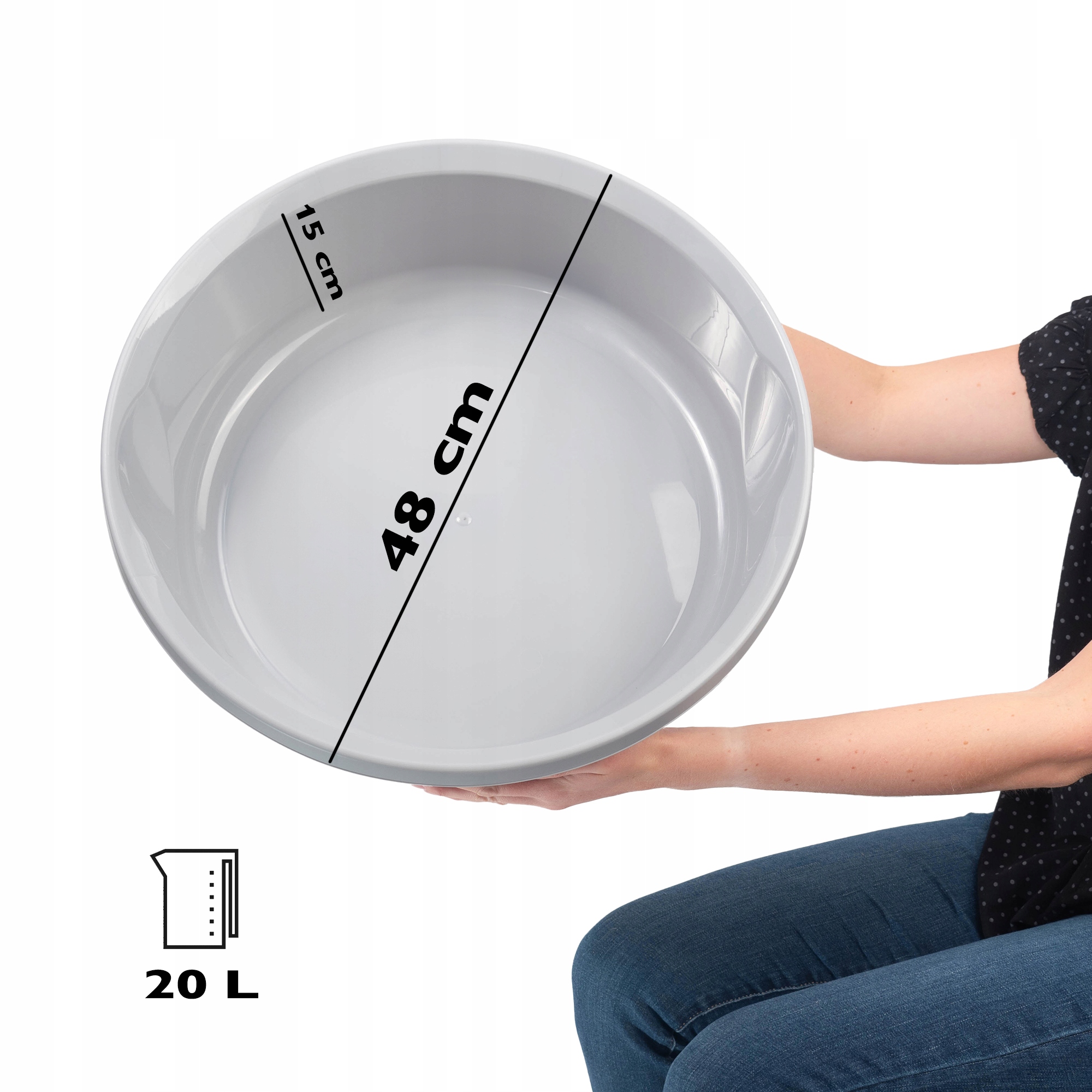 MISKA PLASTIKOWA 20L OKRĄGŁA NA PRANIE SZARA Kod producenta K9445