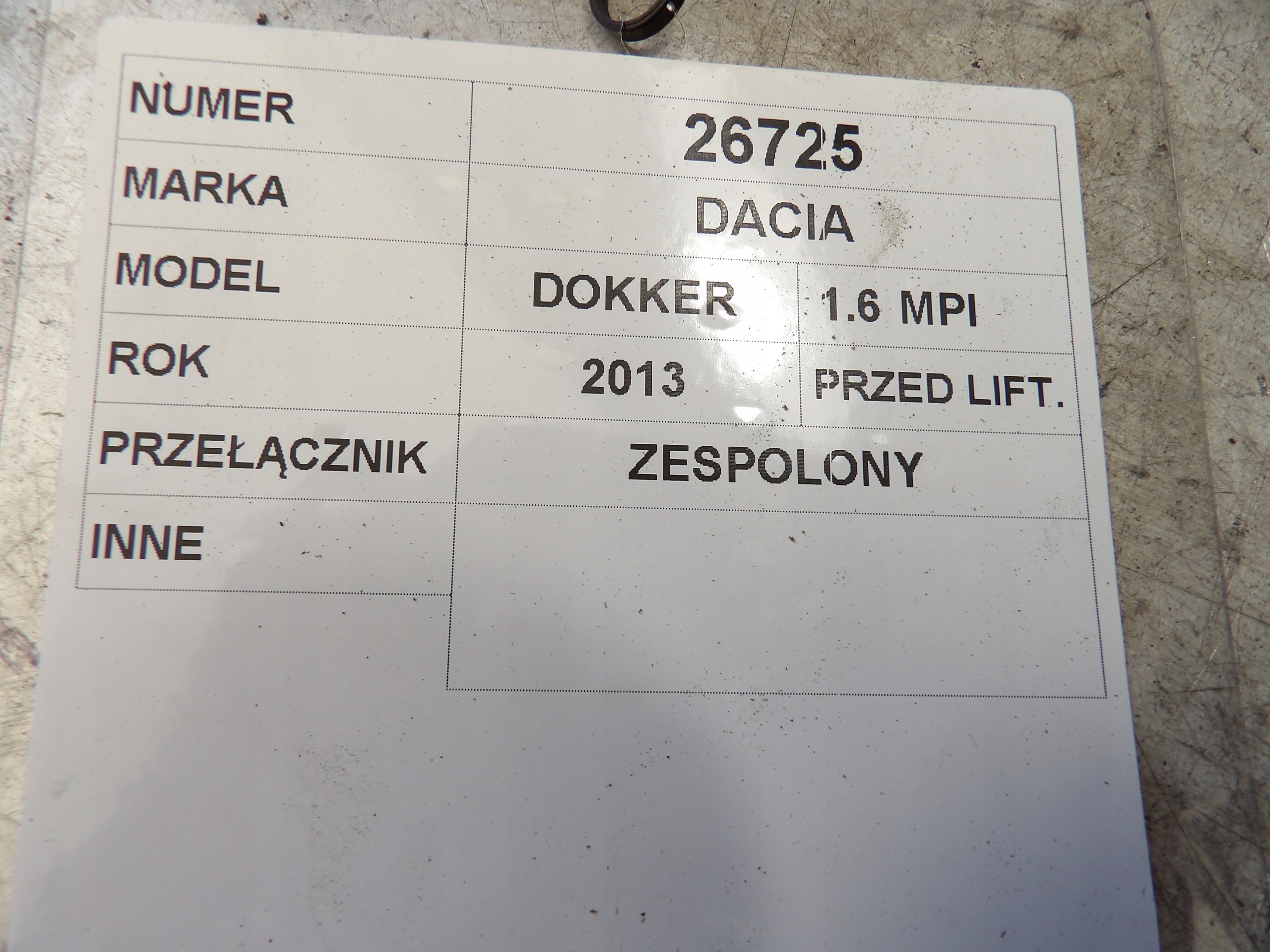 Dacia Dokker DEVIO LUCI TERGICRISTALLO TERGI 681728631