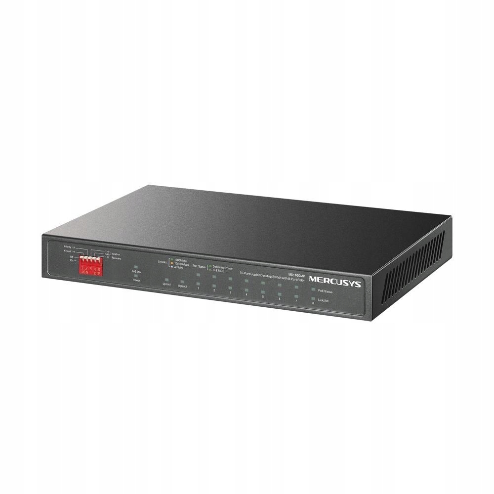 Switch Mercusys MS110GMP Gigabit Ethernet, 10 portov, Funkcia PoE+