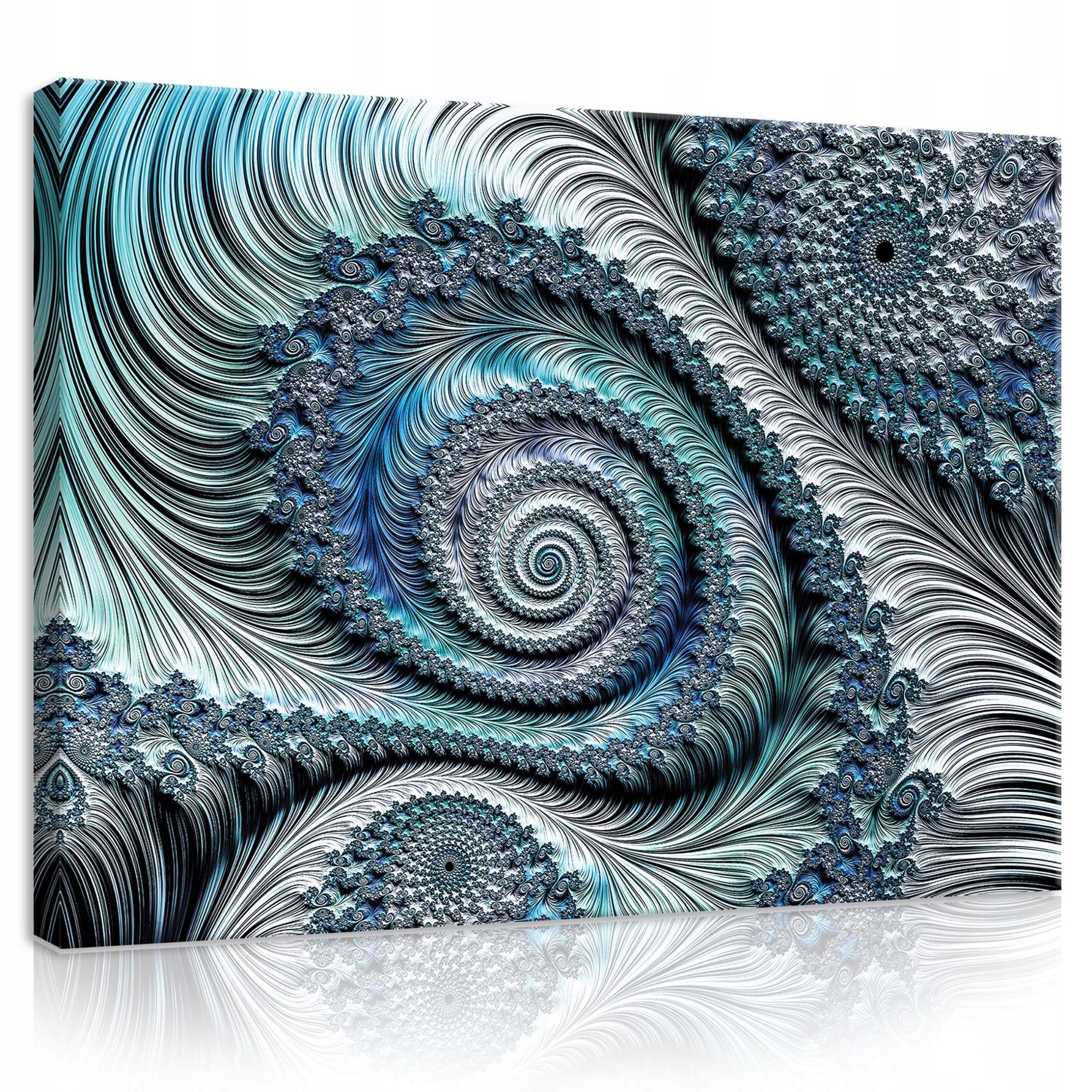 Obraz 100x75 Spirálový Fraktální Abstrakce Modrý Bílý Vzor Umění
