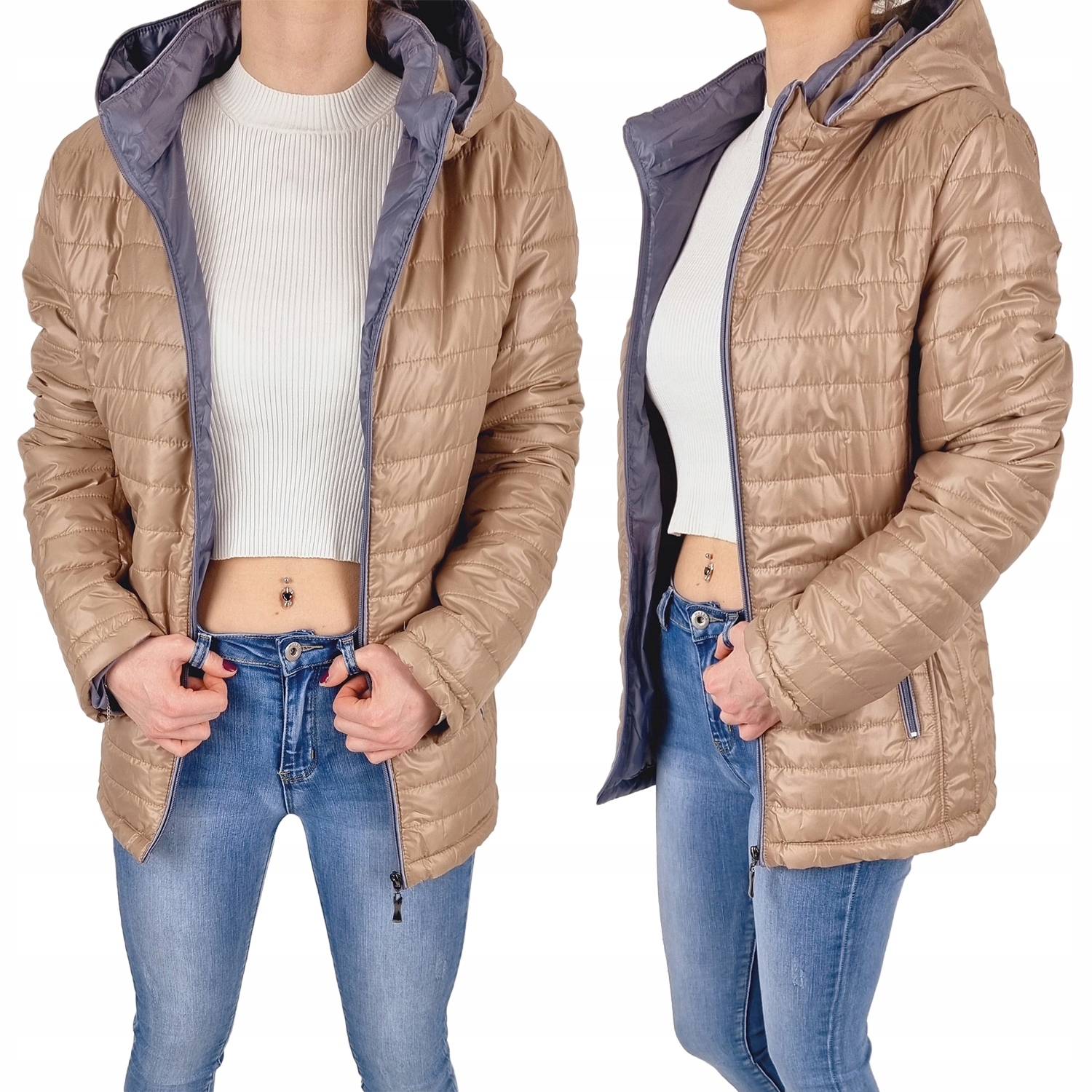 #dámská Prošívaná Bunda Kapuce Plus Velikost Barvy#