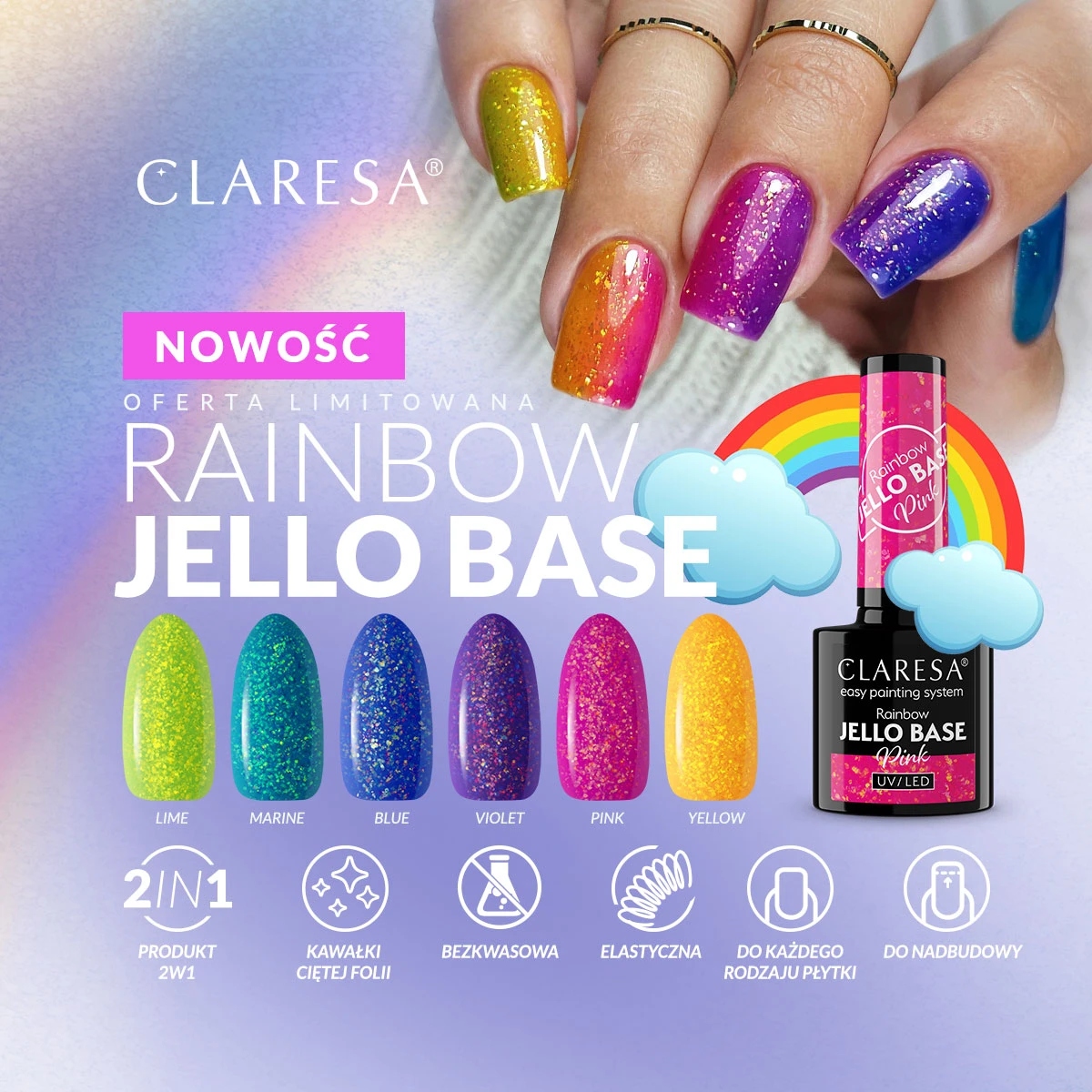 CLARESA RAINBOW JELLO BASE YELLOW Marka Claresa