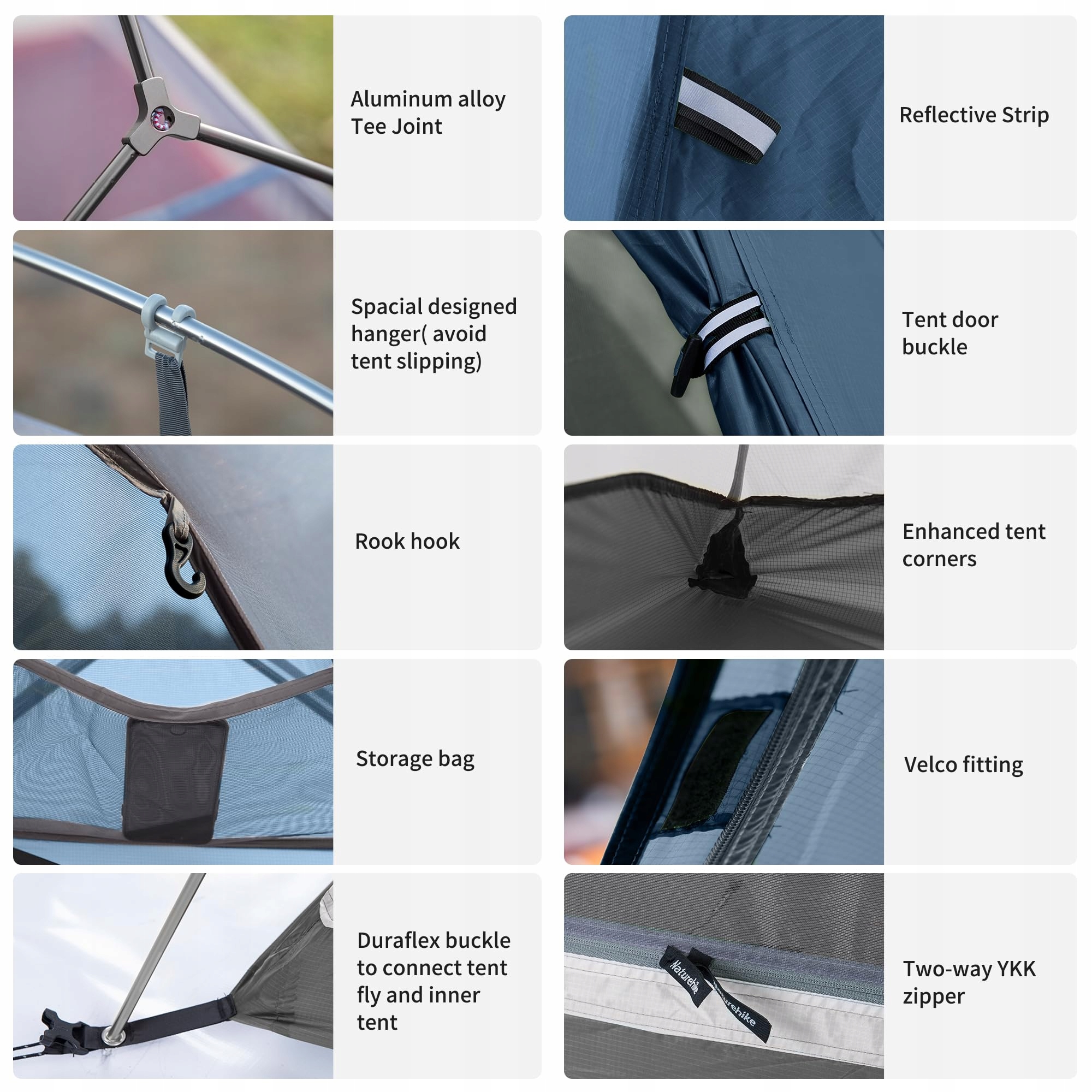 NATUREHIKE Cloud Up 2 Namiot Ultralekki 2 Osobowy 3-4 Sezonowy Camping — miniatura 9