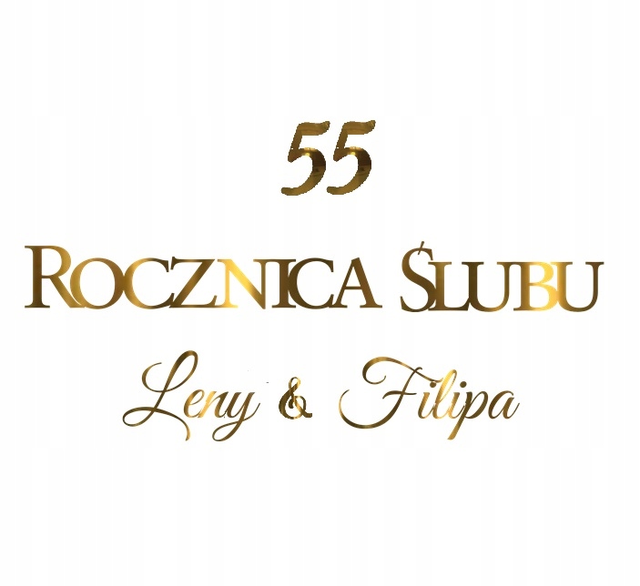 55 ROCZNICA ŚLUBU Baner Girlanda Dekoracje + IMIONA Personalizowane
