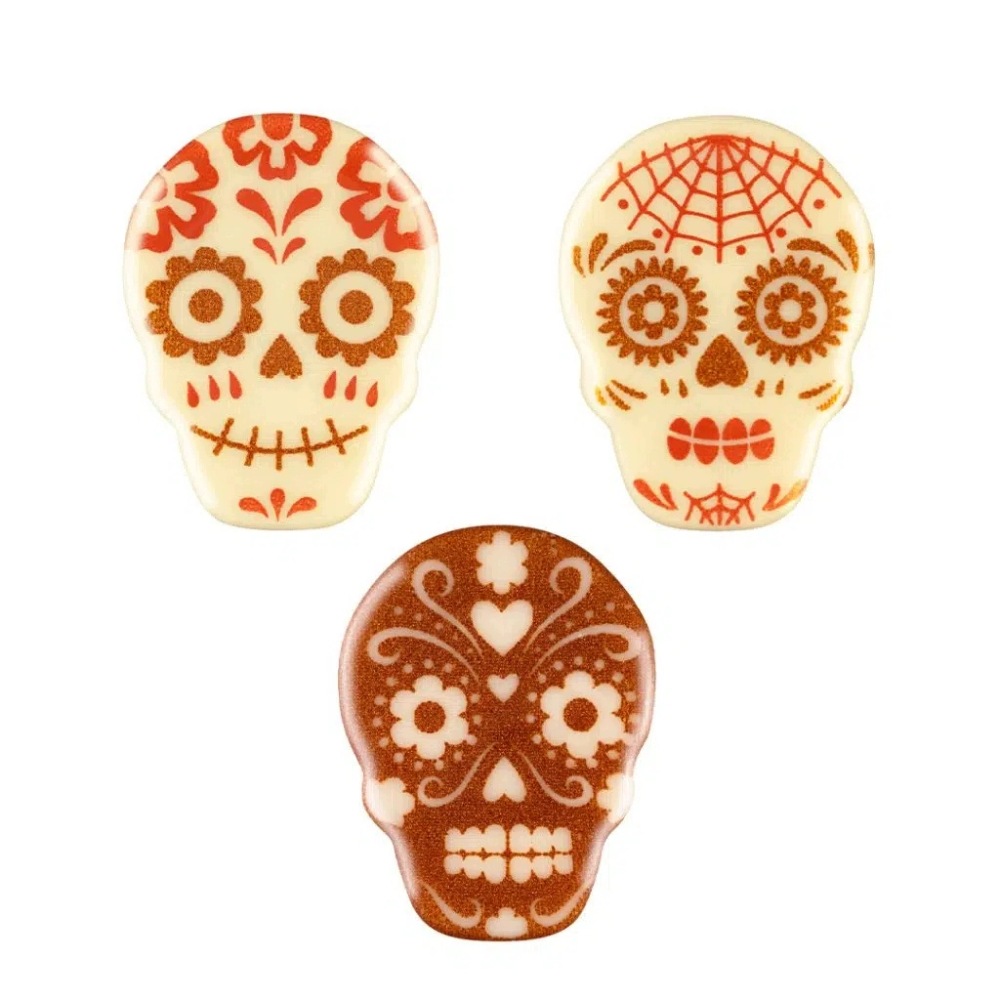 Czaszki Catrinas dekoracja czekoladowa na Halloween Barbara Decor 135szt
