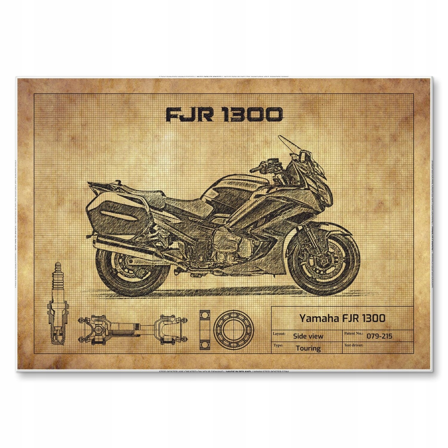 Kovový plakát Yamaha Fjr 1300 Dárek 30 x 42 cm