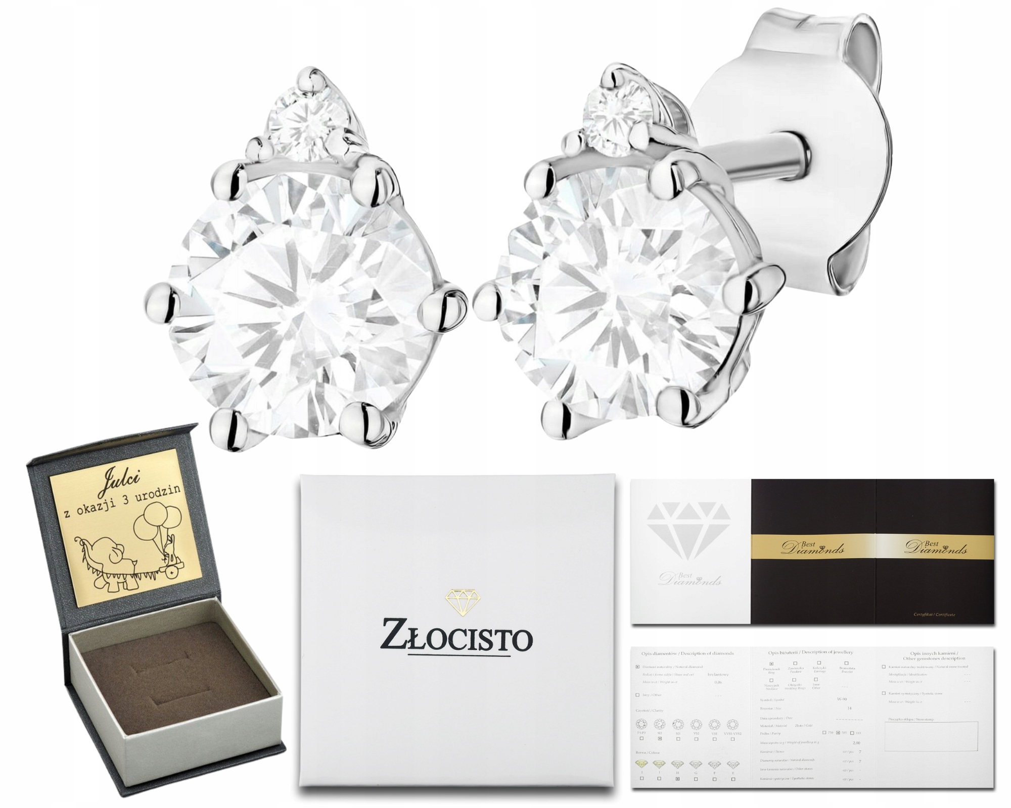 Náušnice z bílého zlata s diamanty 585, Dárek