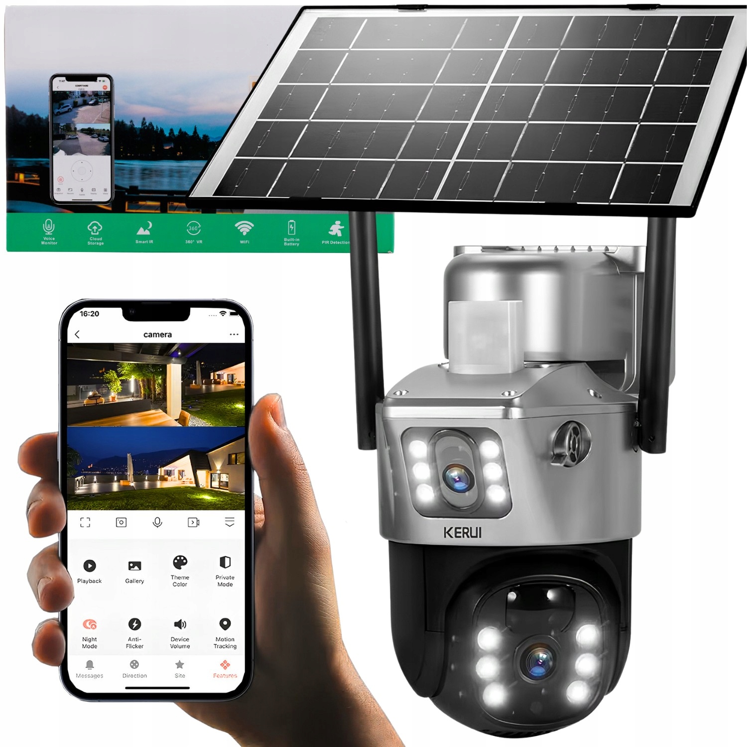 Kamera Solarna Obrotowa 4G Lte 6MP Uhd Panel 7W Szara