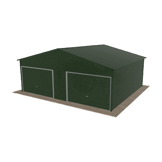 Plechová garáž 7x6 m dvoupolohová, dvoupolohová, zelená