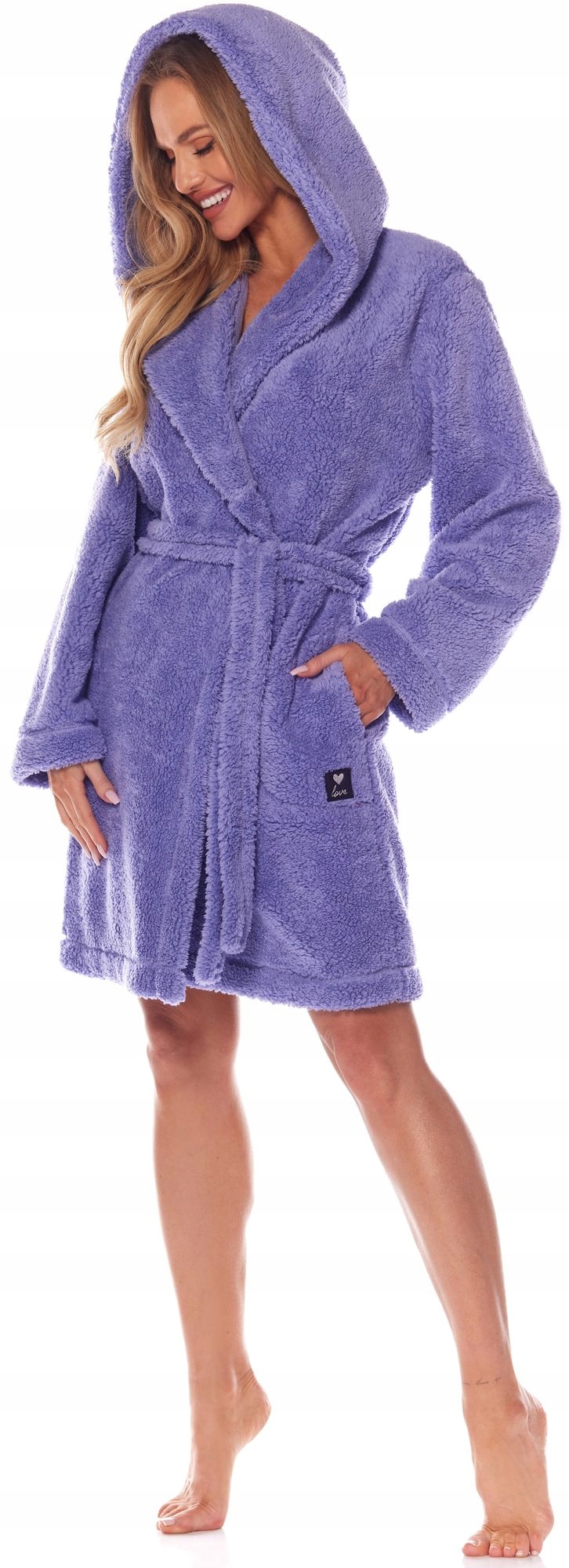 KRÓTKI CIEPŁY PUCHOWY DAMSKI SZLAFROK PODOMKA M Rozmiar M