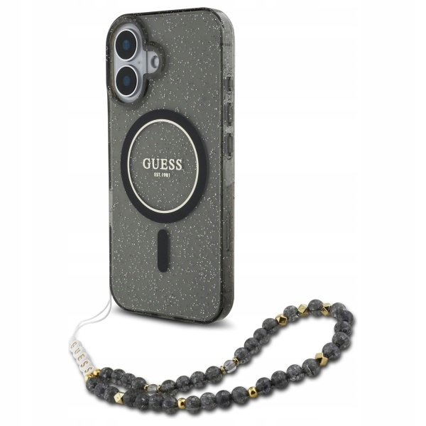 Guess GUHMP16SHGCRELSK iPhone 16 černý/černý hardcase IML Glitter With Pe